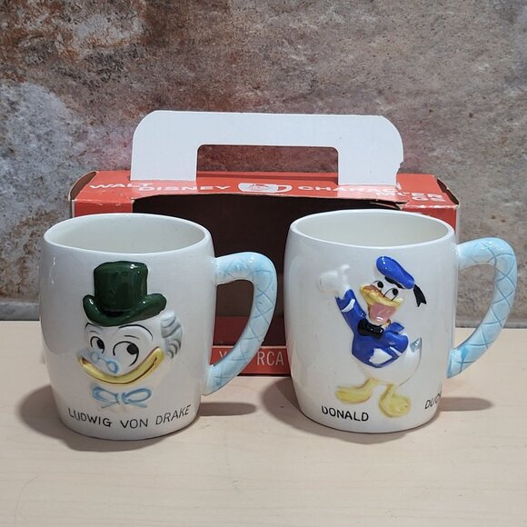 Donald Duck Ludwig Von Drake Disney Mugs 1961 RCA Victor Dealer Courtesy Gift - Picture 2 of 11